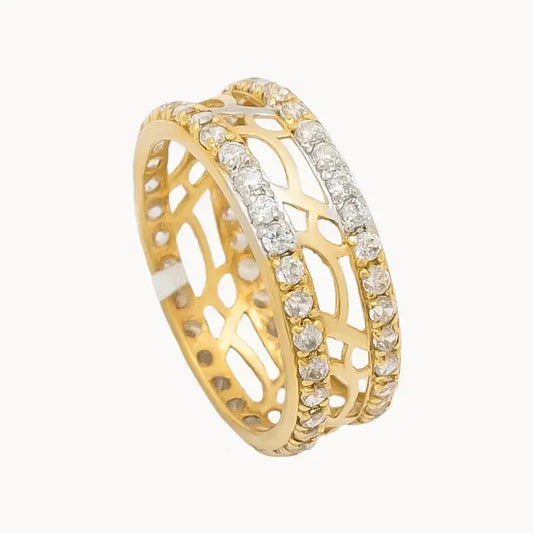 دبلة ايديت ذهب عيار 18 بفصوص لامعة - Ghamieh