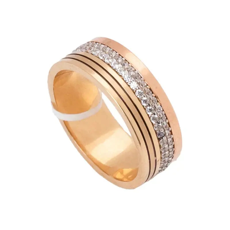 دبلة سوسين ذهب عيار 18 بفصوص لامعة - Ghamieh