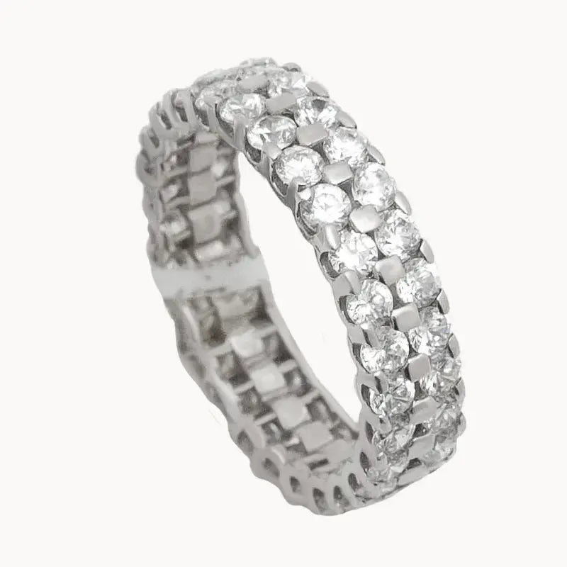 دبلة كينزي ذهب عيار 18 بفصوص لامعة - Ghamieh