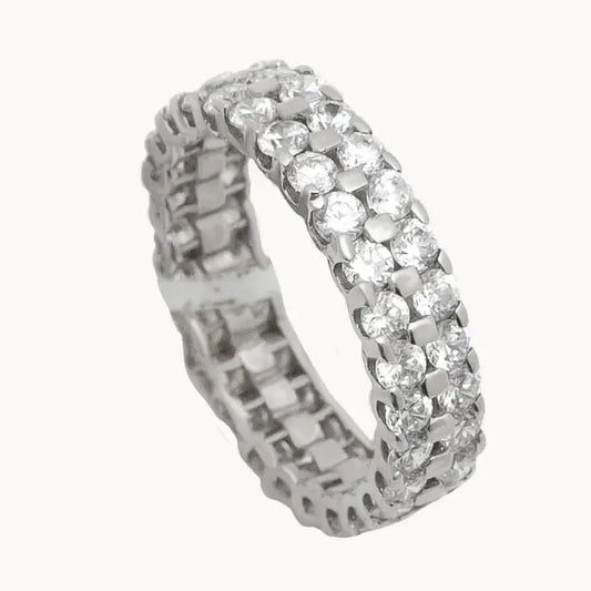 دبلة كينزي ذهب عيار 18 بفصوص لامعة - Ghamieh