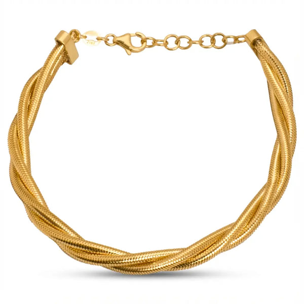 21K Chain Bracelet with Delicate Braided Design