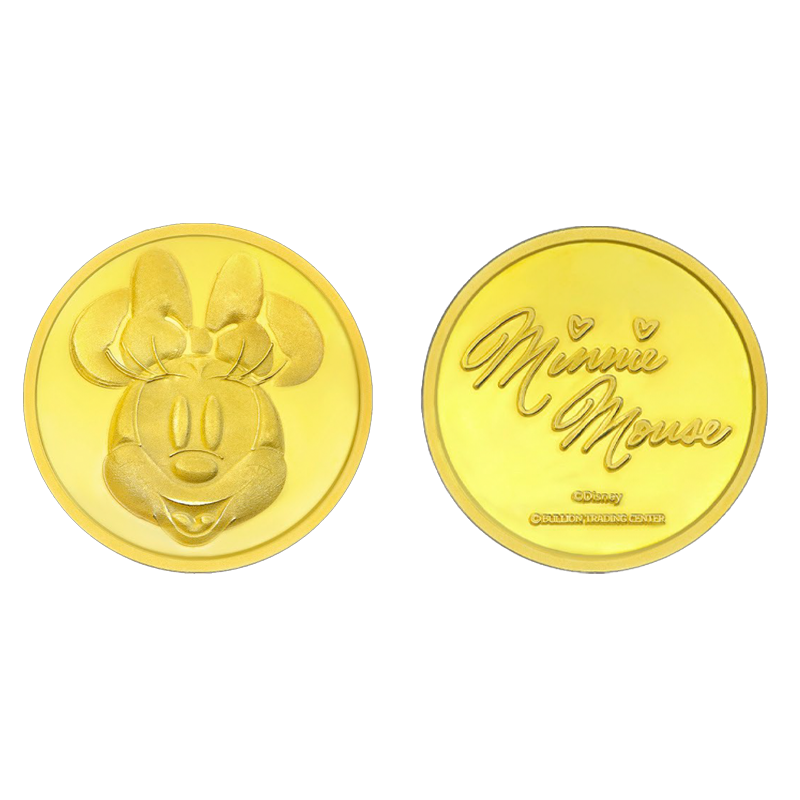 نصف جنيه ديزني ميني ماوس ذهب عيار 24 من غاميه Online يظهر بوضوح تفاصيل التصميم الفريد.