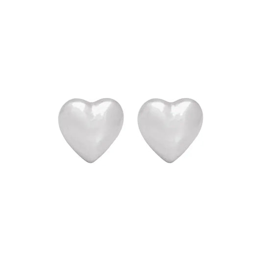 أقراط ذهب أبيض عيار 18 بتصميم قلب - Ghamieh