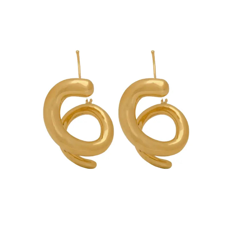 أقراط ذهب عيار 18 بتصميم حلزوني - Ghamieh