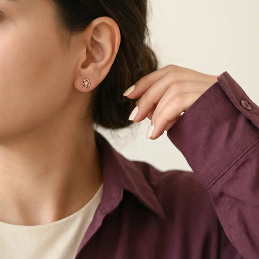 أقراط "زهور و محبة" عيار 18 - Ghamieh