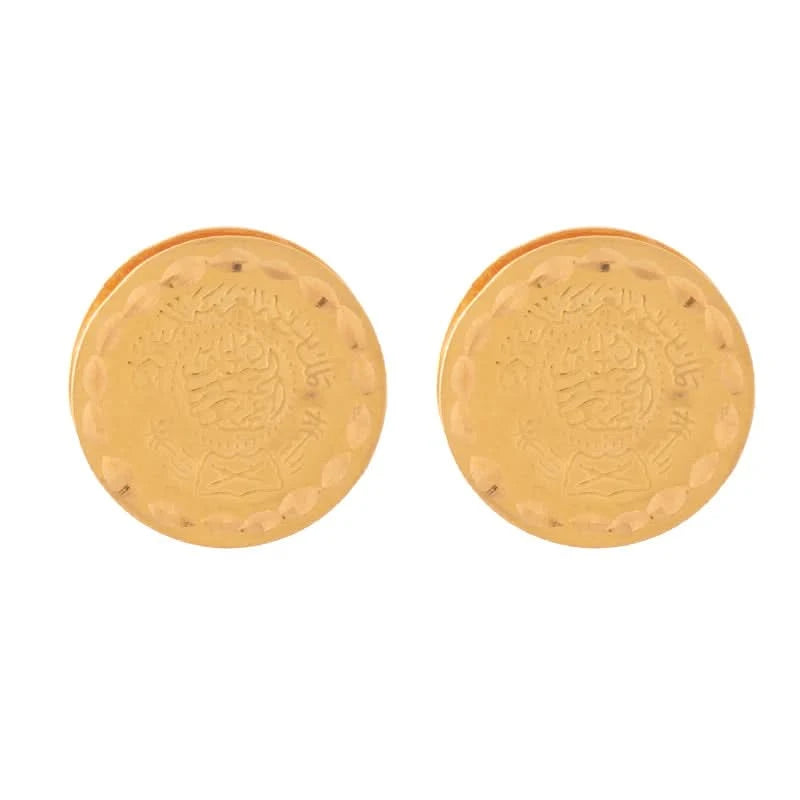 أقراط عيار 21 بتصميم دائري مزخرف - Ghamieh