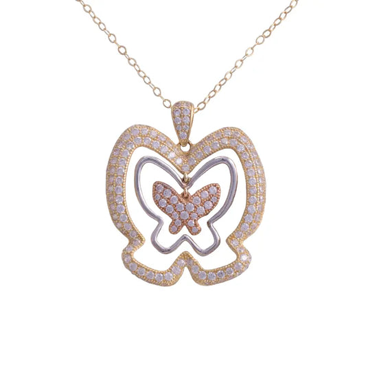 نصف طقم بتصميم فراشة ذهب عيار 18 - Ghamieh