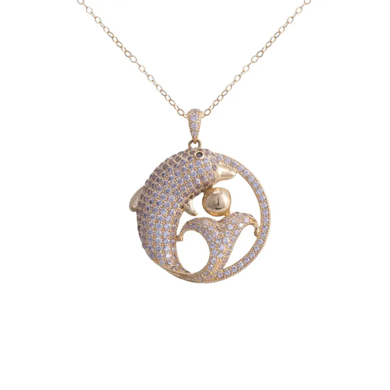 طقم الحياة  ذهب عيار 18 وبتصميم دولفين - Ghamieh