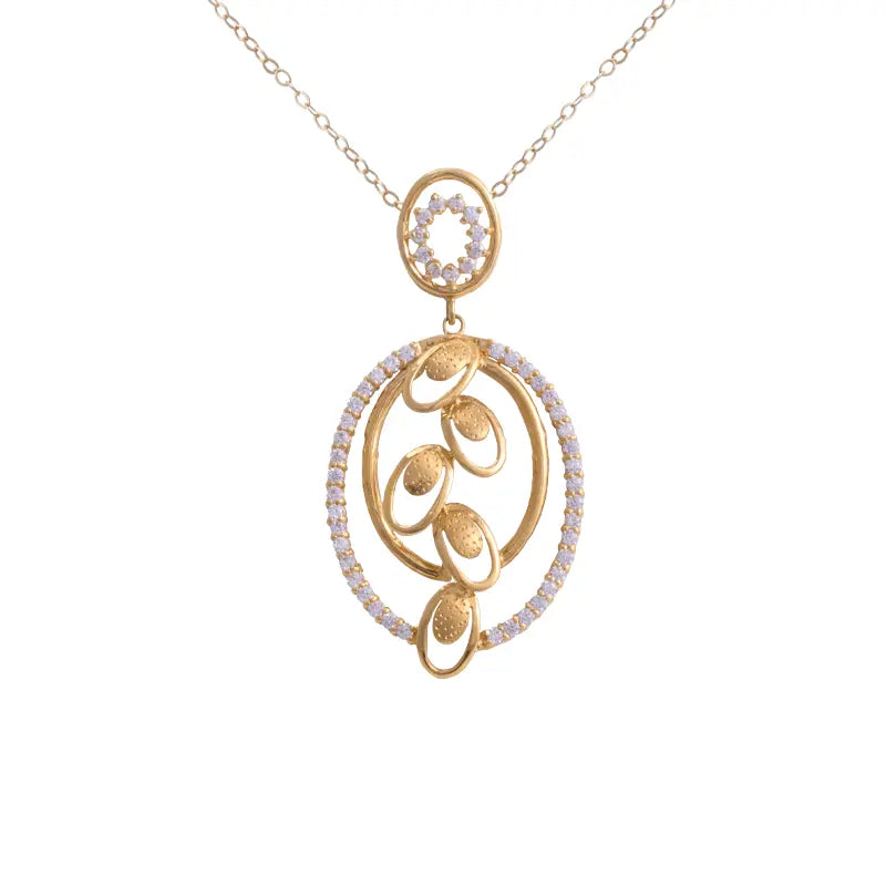 طقم مجوهرات ذهب عيار 18 بفصوص لامعة - Ghamieh