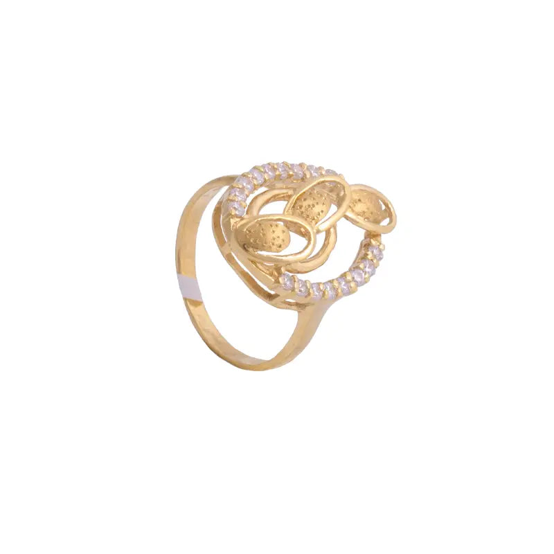 طقم مجوهرات ذهب عيار 18 بفصوص لامعة - Ghamieh