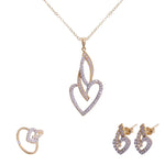 طقم الحب من الذهب عيار 18 بفصوص لامعة - Ghamieh