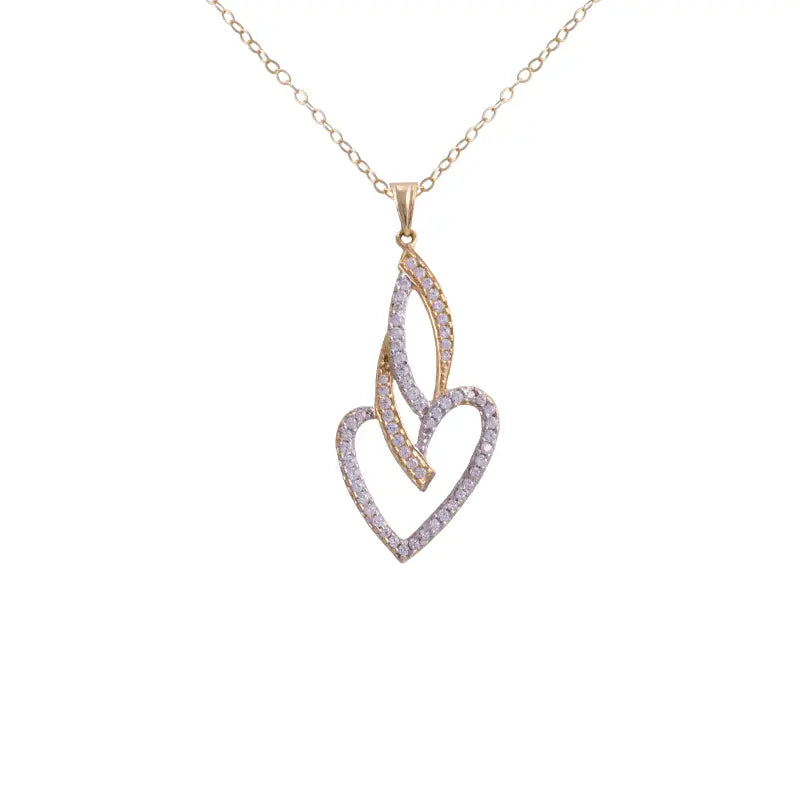 طقم الحب من الذهب عيار 18 بفصوص لامعة - Ghamieh