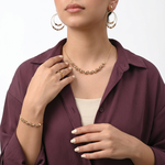 طقم ذهب عيار 18 بتصميم زهري متدرج - Ghamieh