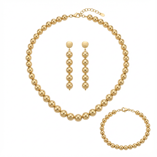 نصف طقم ذهب عيار 18 بكرات ذهبية لامعة - Ghamieh