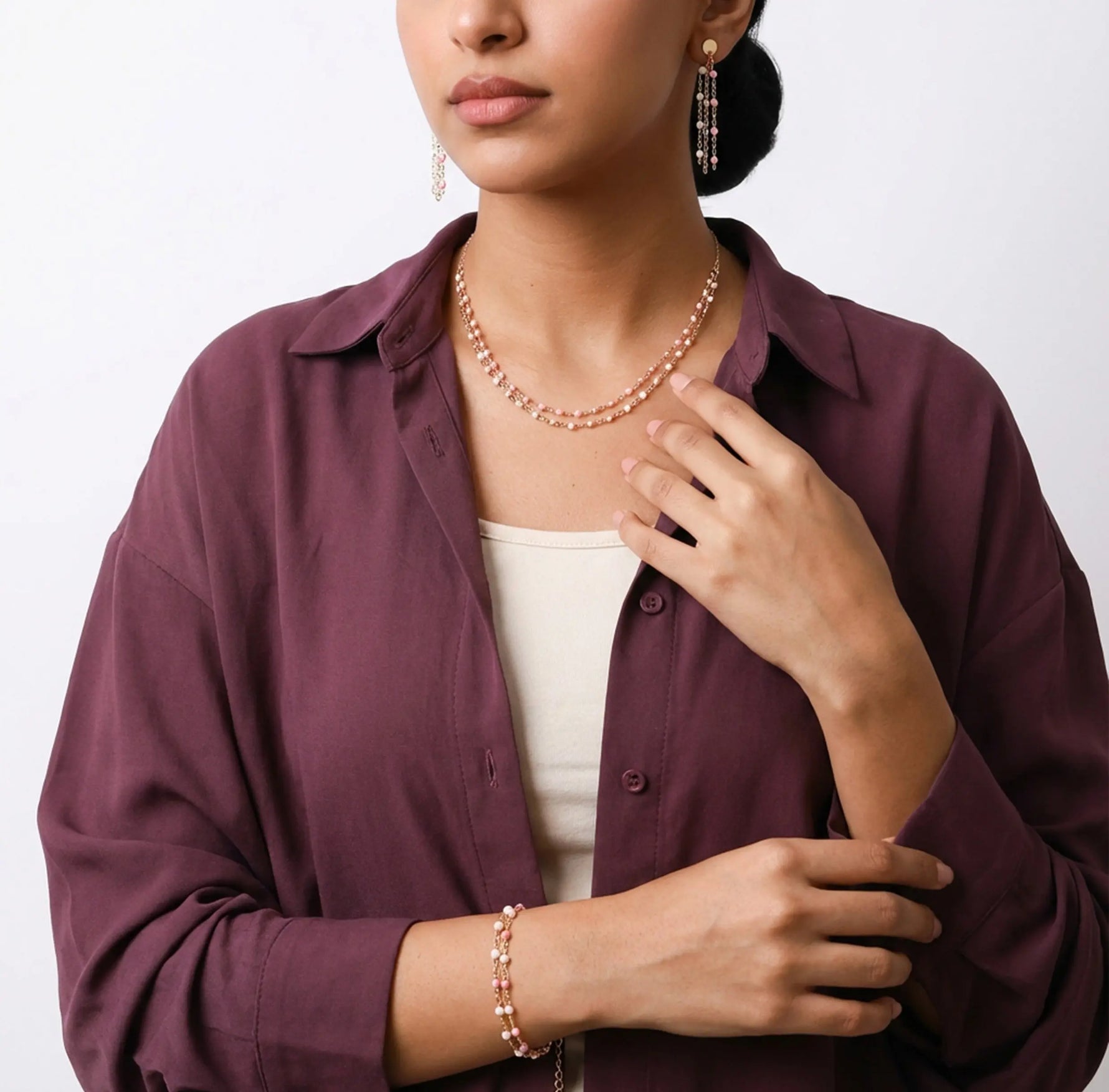 " عرش الفن " نصف طقم ذهب عيار 18 بفصوص لامعة - Ghamieh