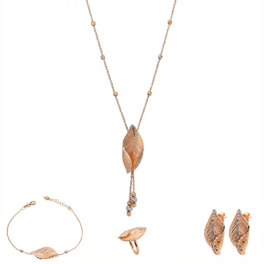 طقم فرع اليقطين عيار 18 بتصميم ورقة متدلية - Ghamieh