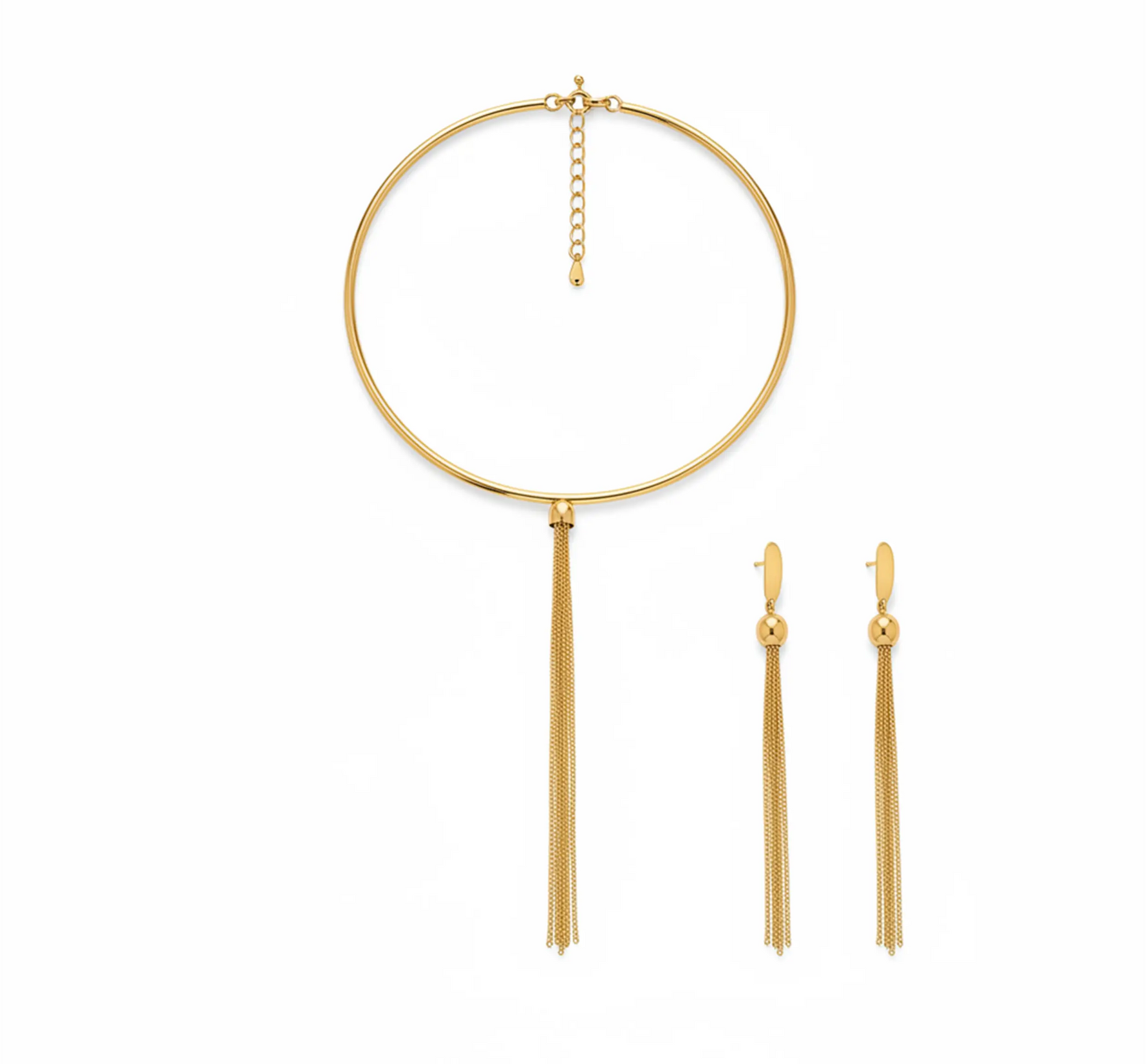 نصف طقم الثريا عيار 18 بسلسلة متدلية - Ghamieh