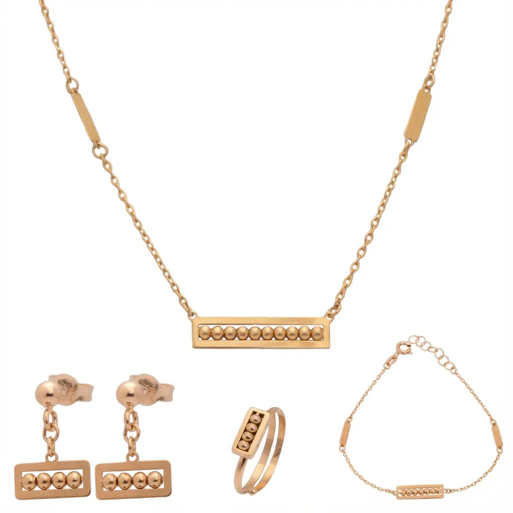 طقم مستعدة الآن ذهب أطفال عيار 18 بتصميم خرز - Ghamieh