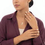 نص طقم عيار 18 بتصميم متعرج - Ghamieh