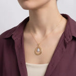 عقد ذهب عيار 18 بتصميم قطرة مزدوجة - Ghamieh