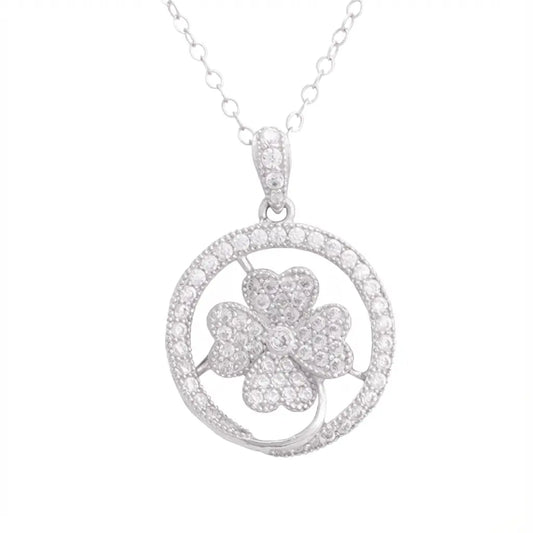 تعليقة ذهب عيار 18 بتصميم زهرة داخل دائرة راقيقة - Ghamieh