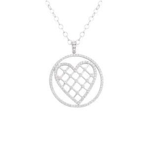 18K White Gold Pendant with Circular Heart Design