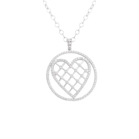 18K White Gold Pendant with Circular Heart Design