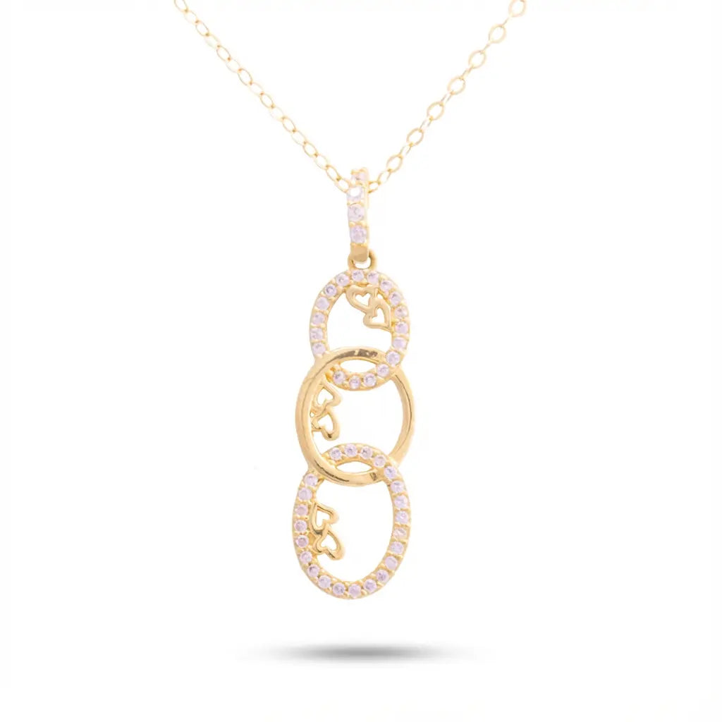 تعليقة ذهب عيار 18 بتصميم حلقات ثلاثية - Ghamieh