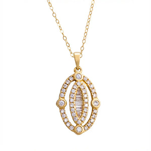 18K Gold Pendant with Double Oval Design