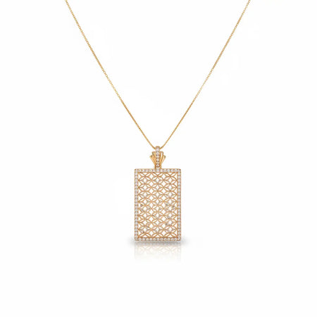 21K Gold Pendant with Longodor Paved Gemstones Design