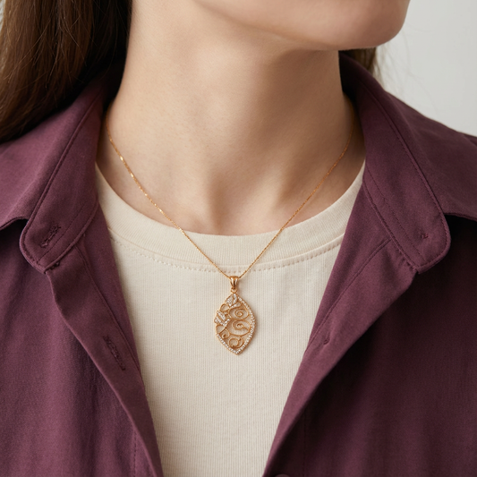 تعليقة بيل وي ذهب عيار 21 بإطار بيضاوي مرصع - Ghamieh