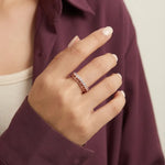 خاتم ذهب عيار 18 بفصوص لامعة - Ghamieh