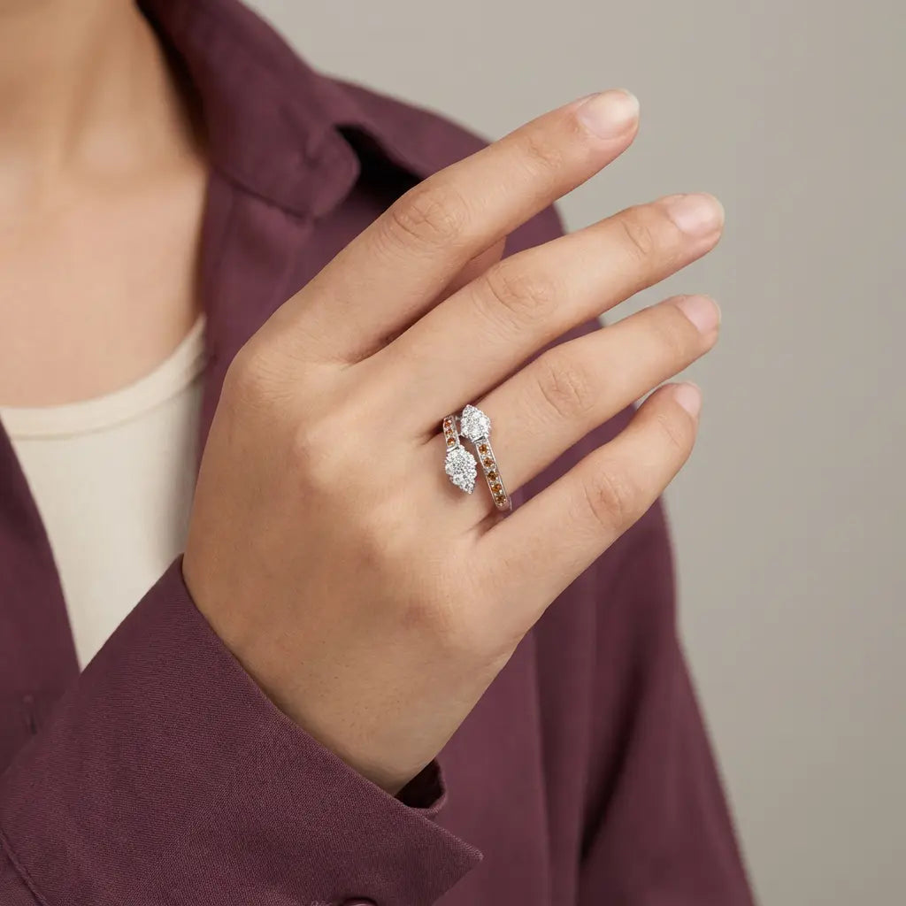 خاتم هيلينا ذهب عيار 18 مزخرف - Ghamieh