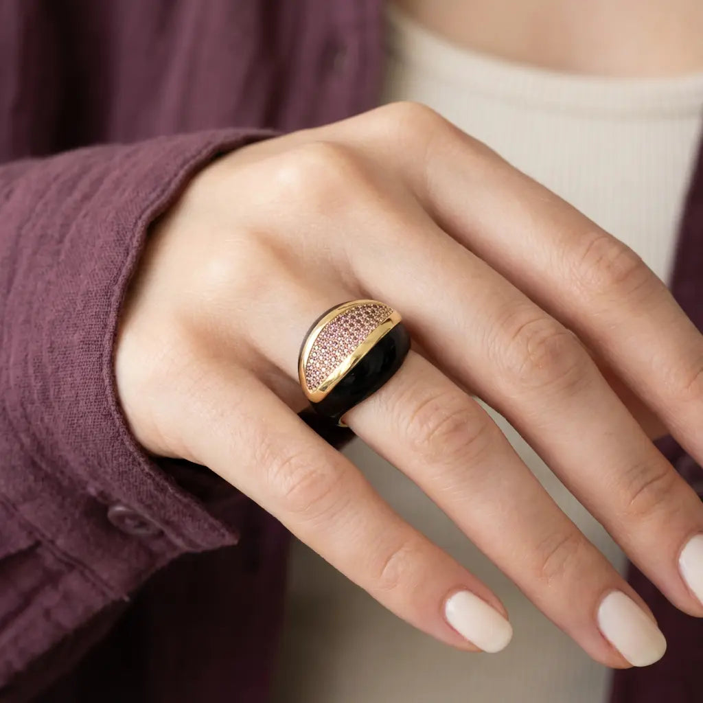 خاتم ذهب عيار 18 مزخرف - Ghamieh