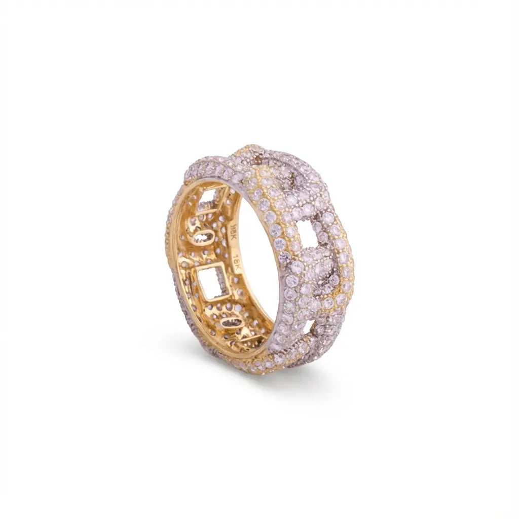 خاتم ذهب عيار 18 بفصوص لامعة - Ghamieh