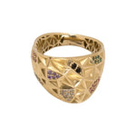 خاتم ذهب عيار 18 مزخرف بفصوص ملونه - Ghamieh