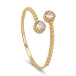 خاتم ذهب عيار 18 بتصميم مفتوح بطرفين من الفصوص اللامعة - Ghamieh