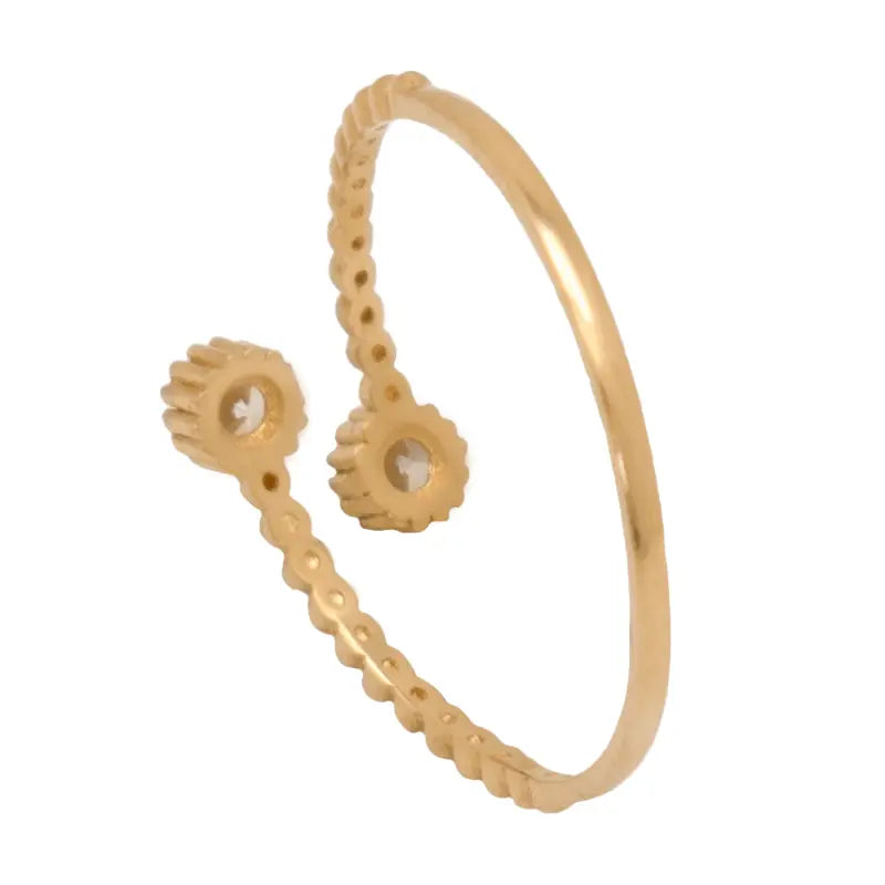 خاتم ذهب عيار 18 بتصميم مفتوح بطرفين من الفصوص اللامعة - Ghamieh