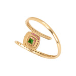 خاتم ذهب عيار 18 مع فصوص مرصعة ملونه