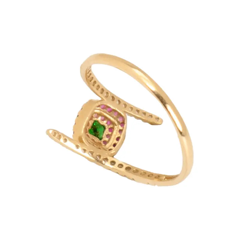 خاتم ذهب عيار 18 مع فصوص مرصعة ملونه