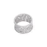 خاتم ذهب أبيض عيار 18 وتصميم مزخرف - Ghamieh