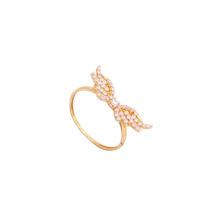 18K Gold Ring with Wing Design