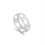 خاتم ذهب عيار 18 بتصميم زخرفي مفتوح مزين بفصوص لامعة