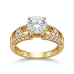 خاتم ذهب عيار 18 بتصميم سوليتير بحجر مركزي كبير مزين بفصوص جانبية