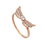 خاتم بابيلون ذهب عيار 18 بجناحين مرصعين - Ghamieh