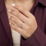 خاتم انيلو ذهب عيار 18 بتصميم مفتوح مرصع - Ghamieh