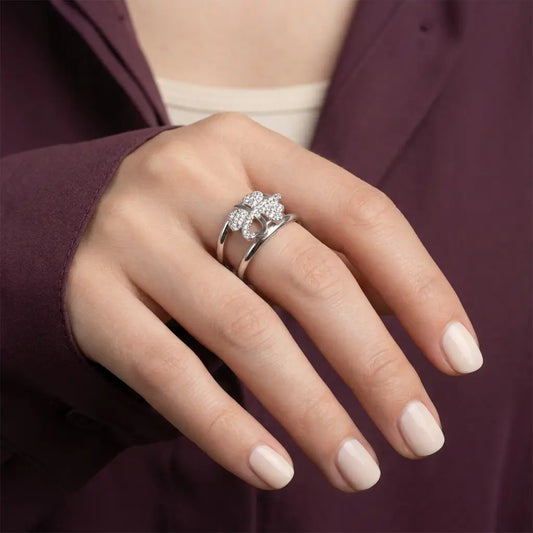 خاتم بلويت ذهب عيار 18 مزدوج - Ghamieh