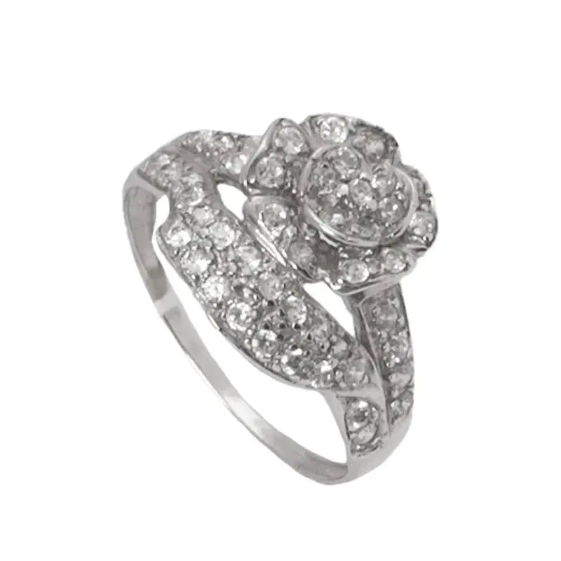 خاتم كاثرينا ذهب عيار 18 بفصوص لامعة - Ghamieh