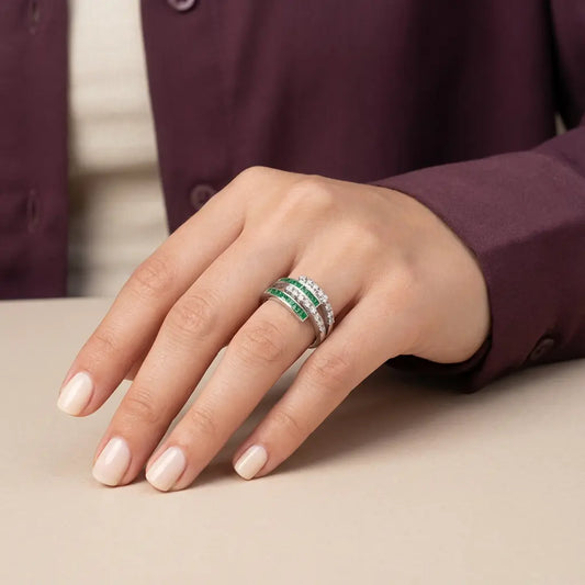 خاتم ذهب عيار 18 بفصوص ملونة - Ghamieh