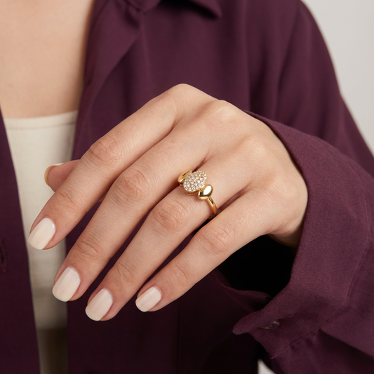 خاتم بيضاوي ذهب عيار  18 - Ghamieh